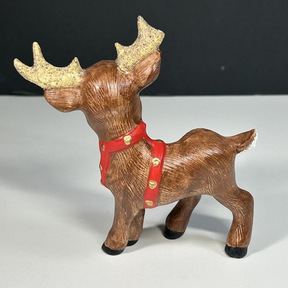 2 VTG KIMPLE CERAMIC MOLD CHRISTMAS REINDEER DEER FIGURINE HAND PAINTED QUILTED - Picture 8 of 14